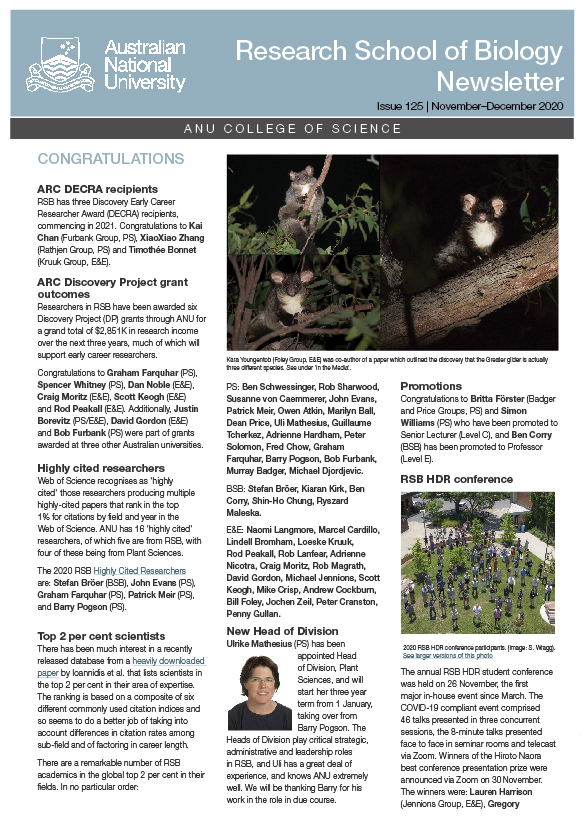 Newsletters | ANU Research School of Biology