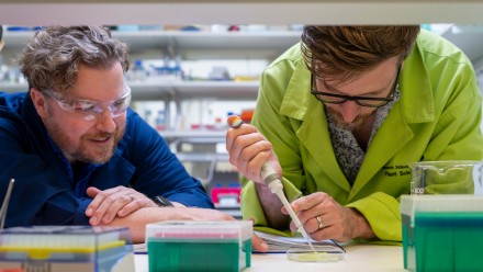 Two scientists working in the lab