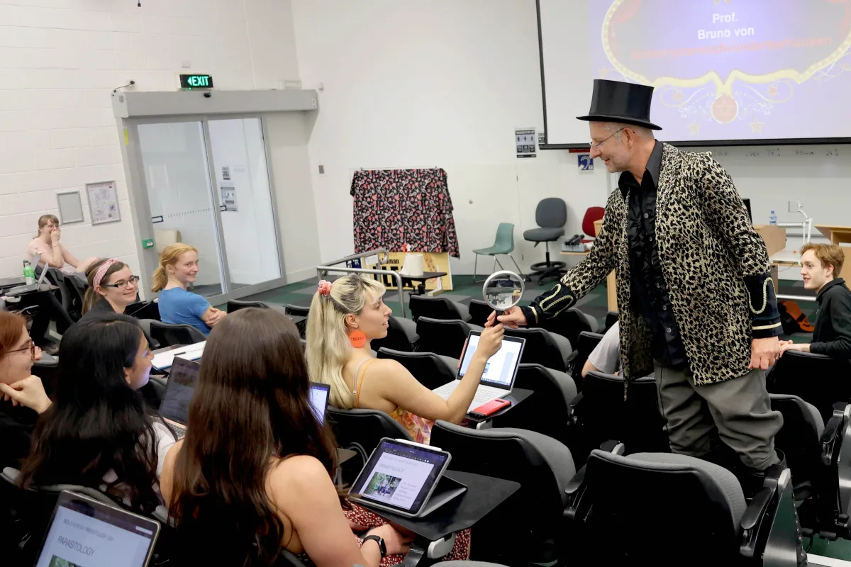 Professor Bruno von Schmarotzersindwunderbarhausen - Professor Alexander Maier's alter ego. Image: Sharyn Wragg