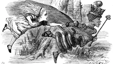 The Red Queen's Race, as depicted by John Tenniel in Chapter Two – The Garden of Live Flowers
