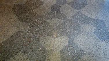 Root made from tiles which decorates the foyer entrance of the Research School of Biology Linnaeus Building (Linnaeus Way entrance foyer).