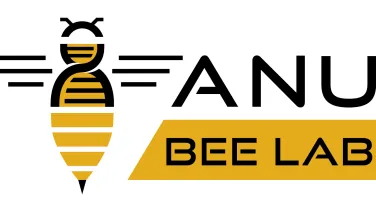 Logo for ANU Bee Lab featuring a stylized bee above the letters &quot;ANU&quot; with &quot;BEE LAB&quot; in a yellow rectangle.
